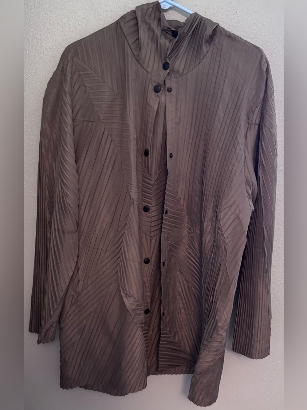 Women’s Babette Light Brown Pleated Long Jacket, Size M